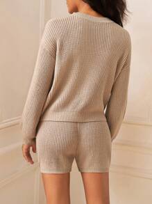 SHEIN Frenchy Jersey de hombros caídos & Shorts tejidos de cintura con cordón