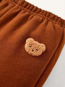 Cozy Pixies Đứa bé trai Bản vá Gấu 2 trong1 Áo len & Quần nỉ & Mũ - Màu Khaki - Xem 7