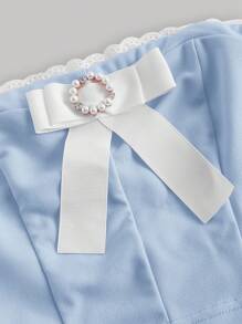 SHEIN MOD 前蝴蝶結抹胸上衣