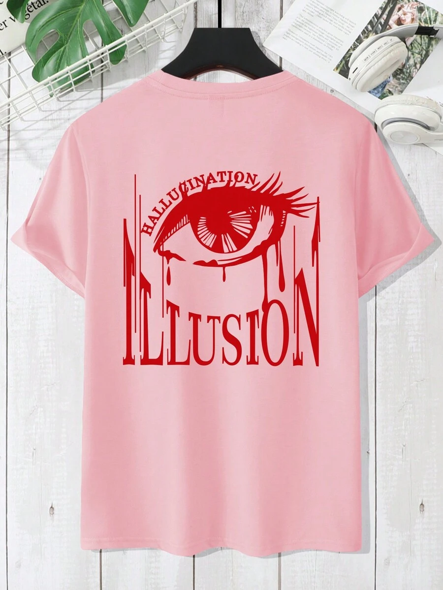 Manfinity EMRG Men Eye & Slogan Graphic Tee - Pink - View 1