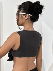 SHEIN Unity 休閒口袋 拉鍊純色女士夾克 - 軍綠色 - 查看 2