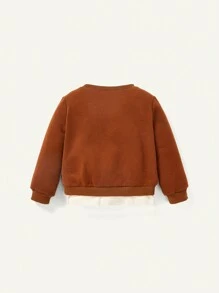 Cozy Pixies Đứa bé trai Bản vá Gấu 2 trong1 Áo len & Quần nỉ & Mũ - Màu Khaki - Xem 2