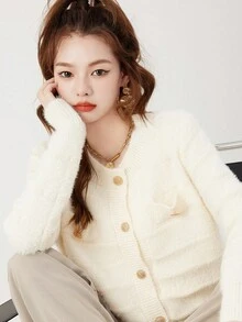 Solid Button Front Cardigan