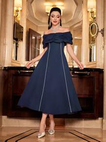 Modelyn Vestido de hombros descubiertos fruncido con diseño de fruncido