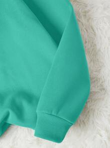 INAWLY Solid Round Neck Thermal Pullover,Long Sleeve Tops - Mint Green - View 5