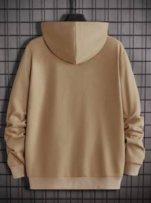GENTILAND Men Bear & Letter Graphic Thermal Lined Hoodie - Brown - View 2