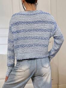 SHEIN Unity 休閒條紋女士毛衣 - 藍色 - 查看 2