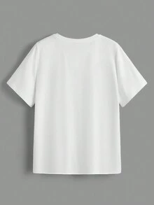 SHEIN EZwear 聖誕圖案T恤 - 白色 - 查看 2