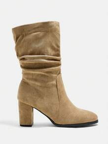 SheIn BIZ Của phụ nữ Giày ống thời trang - Màu be - Xem 2