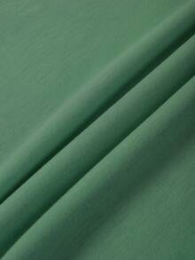 SHEIN EZwear Cat And Slogan Graphic Tee - Green - View 3