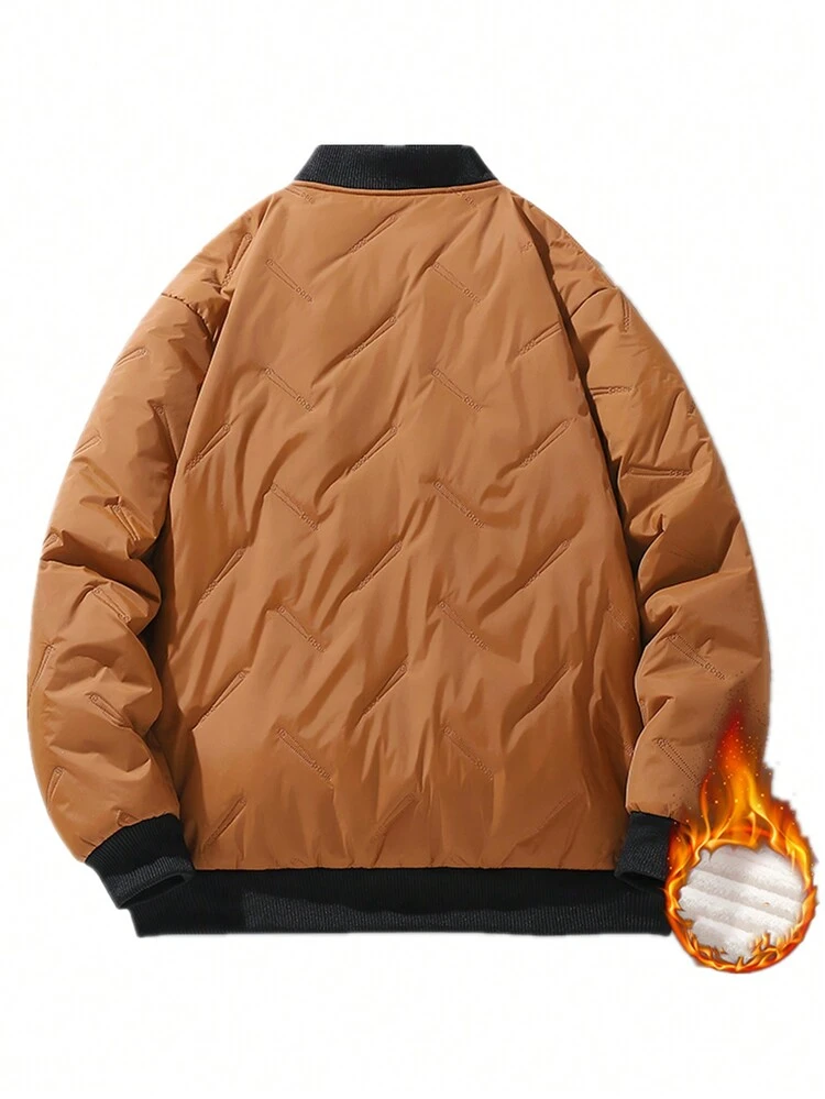 Men's Extra Oversized Bomber Jacket With Slant Pockets And Zipper Closure For Winter