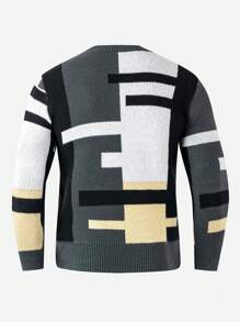 Männer Pullover mit Geo Muster, - Dunkelgrün - Übersicht 2