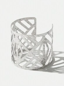 SHEIN Belle Đơn giản Xu hướng: Cắt giảm Mở Vòng tay - Bạc - Xem 2