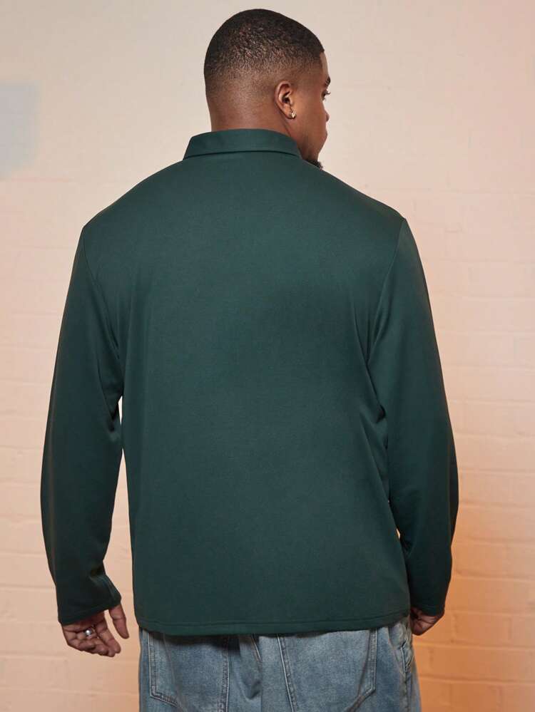 Men Plus Letter Graphic Polo Shirt