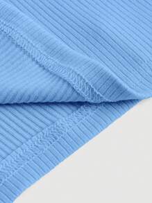 SHEIN MOD 鏤空條紋針織背心上衣 - 藍色 - 查看 4