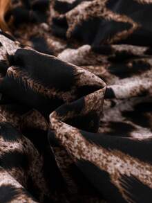 女嬰豹紋和標語圖案荷葉邊洋裝＆ 頭巾 - 彩色 - 查看 3