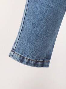 Young Boy Embroidery Letter Pattern Denim Shirt & Jeans Without Tee - Light Wash - View 4