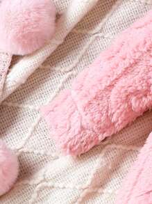 女嬰素色連帽絨毛洋裝不附帶包 - 粉色 - 查看 4