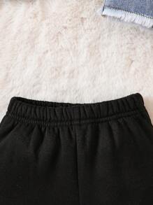 Baby Boy Raw Trim Flap Detail Jacket & Sweatpants & Tee - Black - View 6