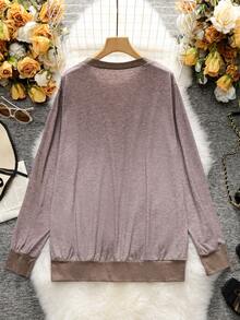 SHEIN LUNE 大碼拼接邊運動衫 - 粉色 - 查看 2