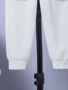 SHEIN Cậu bé Tween Túi khóa kéo Bên Eo đàn hồi Quần thể thao - trắng - Xem 3