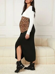 SHEIN Thai sản In hoa Báo Khối màu Điều dưỡng Váy áo thun - Nhiều màu - Xem 5