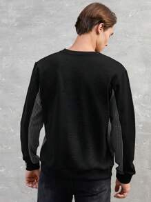 RueChic Men Contrast Panel Sweatshirt - Black - View 2