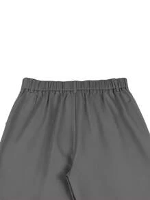 Manfinity Mode 男士斜口袋腰帶西裝褲 - 灰色 - 查看 3