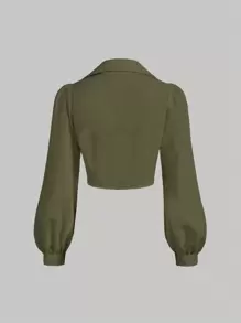 SHEIN MOD Women's Casual Button Front Puff Sleeve Shirt, Autumn