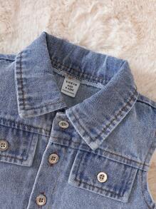 Baby Boy Raw Trim Flap Detail Jacket & Sweatpants & Tee - Black - View 3