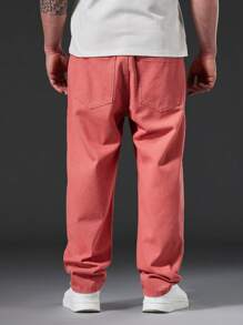 Manfinity LEGND Men Plus Slant Pocket Straight Leg Jeans - Hot Pink - View 2