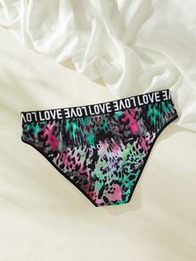Plus Leopard Contrast Letter Tape Panty - Multicolor - View 2