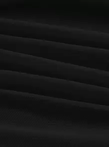 SHEIN MOD 褶邊褶邊緊身吊帶洋裝 - 黑色 - 查看 3