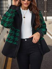 SHEIN LUNE In Houndstooth Thả vai Áo khoác - Nhiều màu - Xem 5