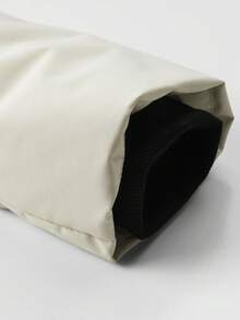 Manfinity Homme 男式宽松款拼色夹棉大衣，拉链开合，立领 - 黑與白 - 查看 4