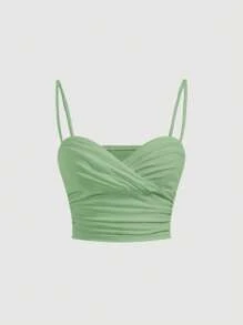 SHEIN MOD 素色褶邊吊帶上衣 - 薄荷綠 - 查看 1