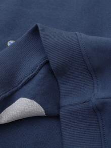 女小童刺繡蝴蝶樣式落肩袖運動衫 - 藏蓝色 - 查看 3