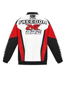 Manfinity LEGND 男士寬鬆字母印花彩色拼接機車外套 - 彩色 - 查看 2