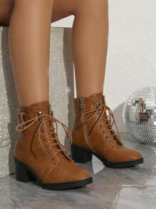 2025 年秋冬女士高跟尖头露跟镂空凉鞋，搭配白色/黑色连衣裙，黑色，女士靴子 - 棕色 - 查看 3