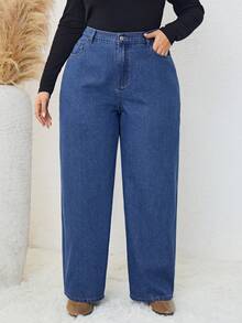 SHEIN LUNE Hơn Cao eo Quần legging thẳng - Màu xanh lam - Xem 3