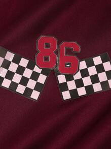 Manfinity Sport Corelite Men Letter Graphic Striped Trim Varsity Sports Jacket Workout Tops - Burgundy - View 6