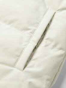 Manfinity Homme 男式宽松款拼色夹棉大衣，拉链开合，立领 - 黑與白 - 查看 6