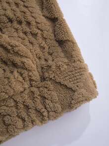 Manfinity Hypemode Loose Fit Men's Kangaroo Pocket Drawstring Fuzzy Hoodie - Khaki - View 4