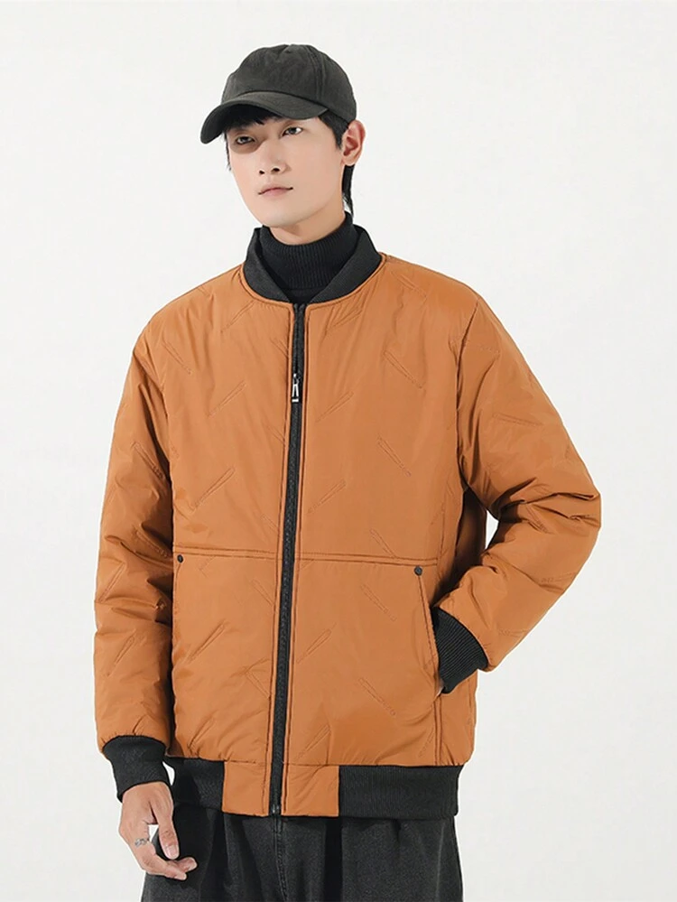 Men's Extra Oversized Bomber Jacket With Slant Pockets And Zipper Closure For Winter