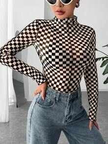 SHEIN EZwear In Kiểm tra Cổ giả Áo - Nhiều màu - Xem 7