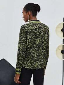 Maija Allover Print Button Front Shirt,Long Sleeve Tops