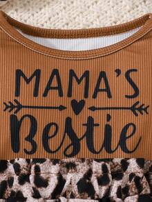 女嬰豹紋和標語圖案荷葉邊洋裝＆ 頭巾 - 彩色 - 查看 5