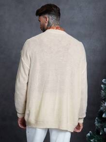 Manfinity VCAY Men Fringe Trim Drop Shoulder Cardigan - Apricot - View 2