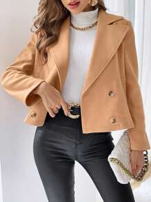 SHEIN Privé Lapel Neck Double Breasted Blazer