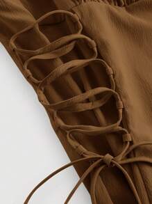 SHEIN MOD 胸部褶皺側打結吊帶洋裝